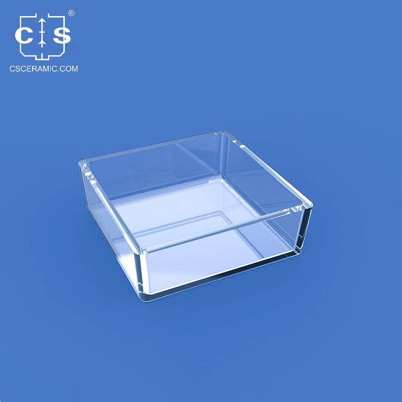 Crisoles de vidrio de cuarzo cuadrado transparente 99.99% Crisoles de sílice